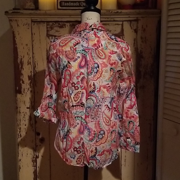 NWT Women's Talbots XLP Multicolor Button Up Top - Picture 4 of 6